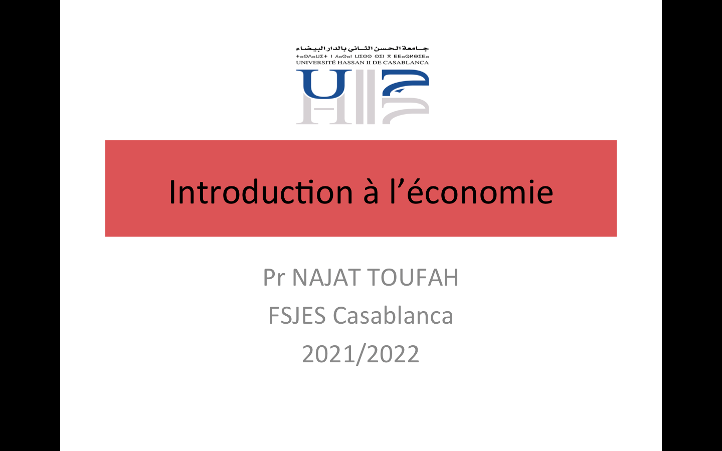 Introduction à l'économie- Najat TOUFAH